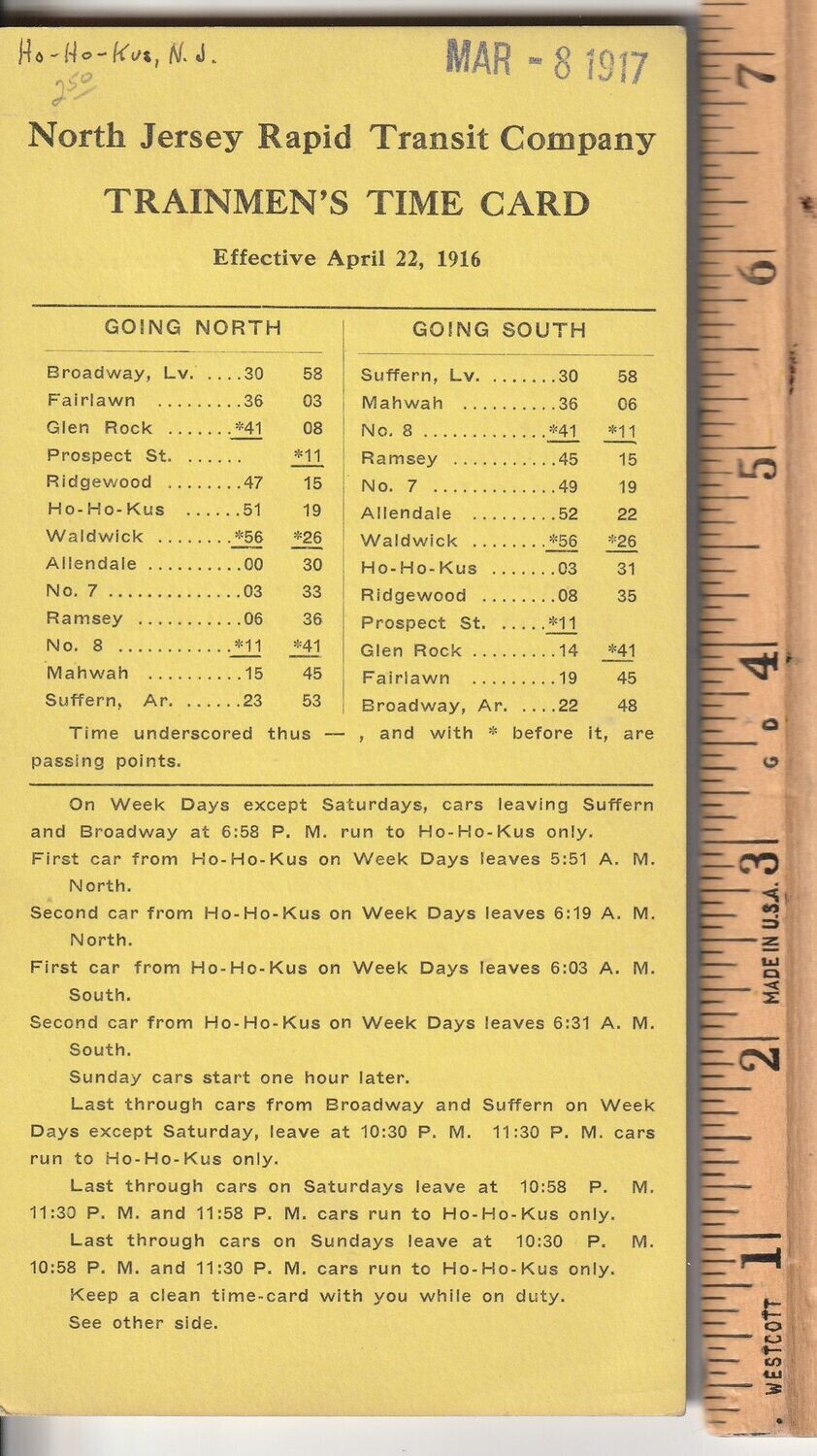 North Jersey Rapid Transit Company 1916