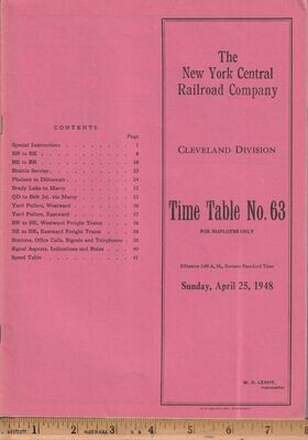 New York Central Cleveland Division 1948