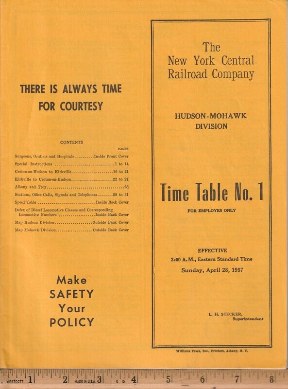 New York Central Hudson-Mohawk Division 1957