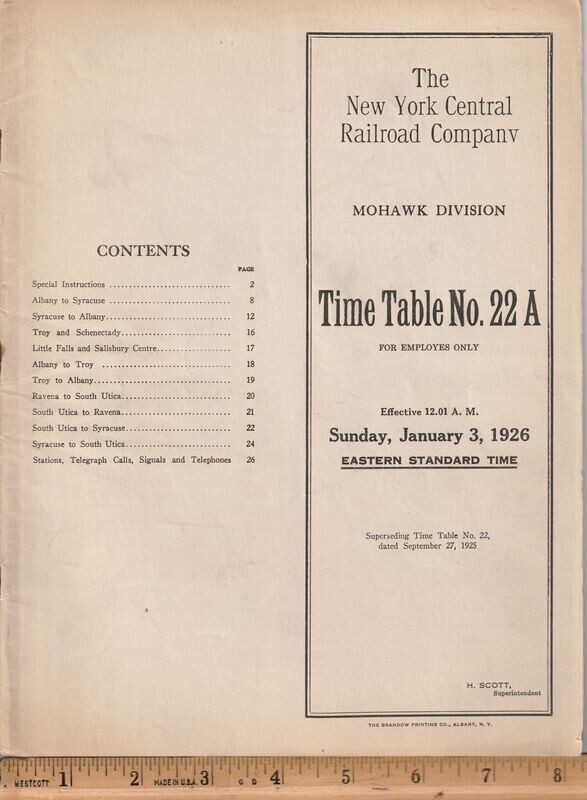 New York Central Mohawk Division 1926