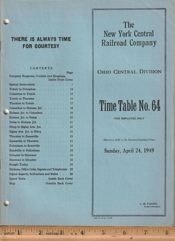 New York Central Ohio Central Division 1949