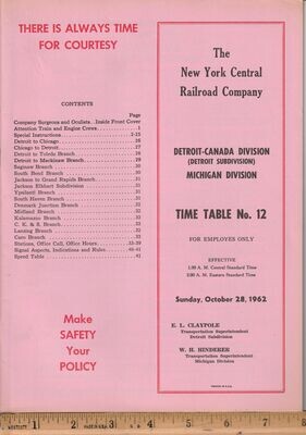 New York Central Michigan Division 1962