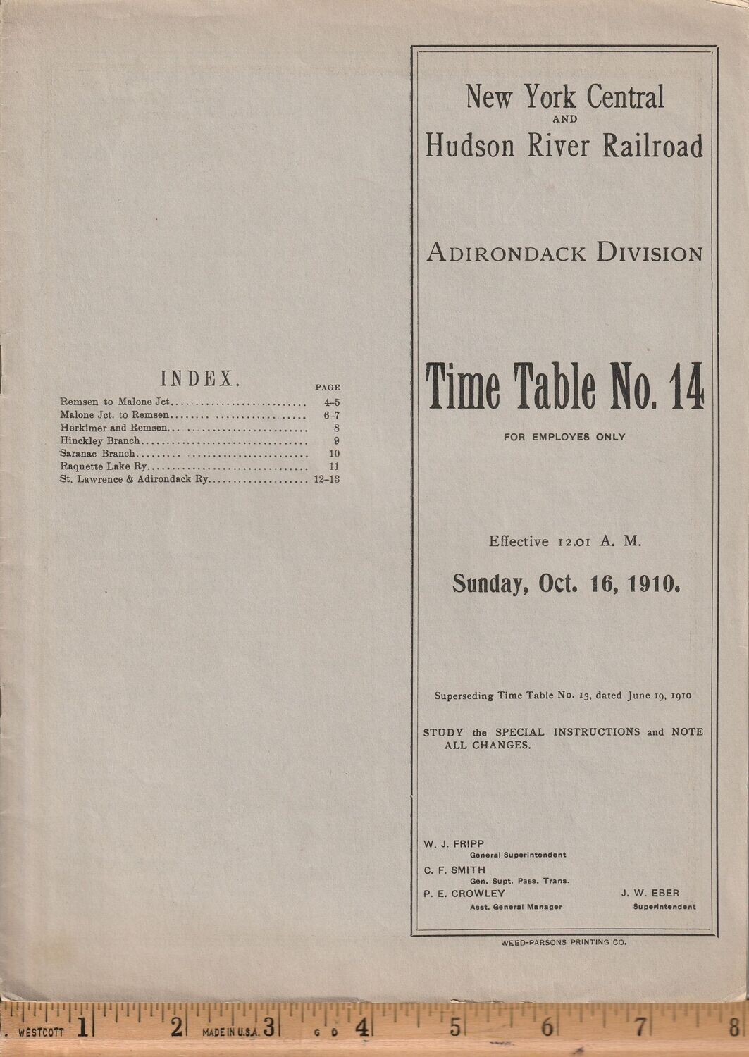 New York Central & Hudson River Adirondack Division 1910