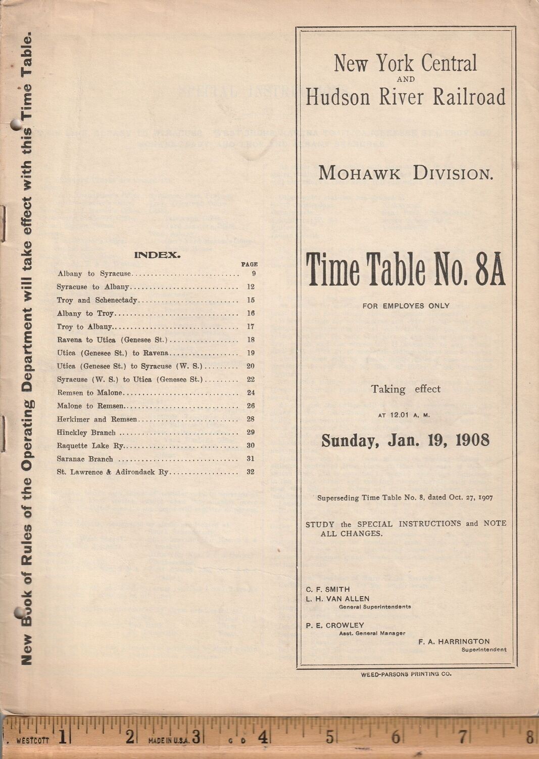 New York Central & Hudson River Mohawk Division 1908