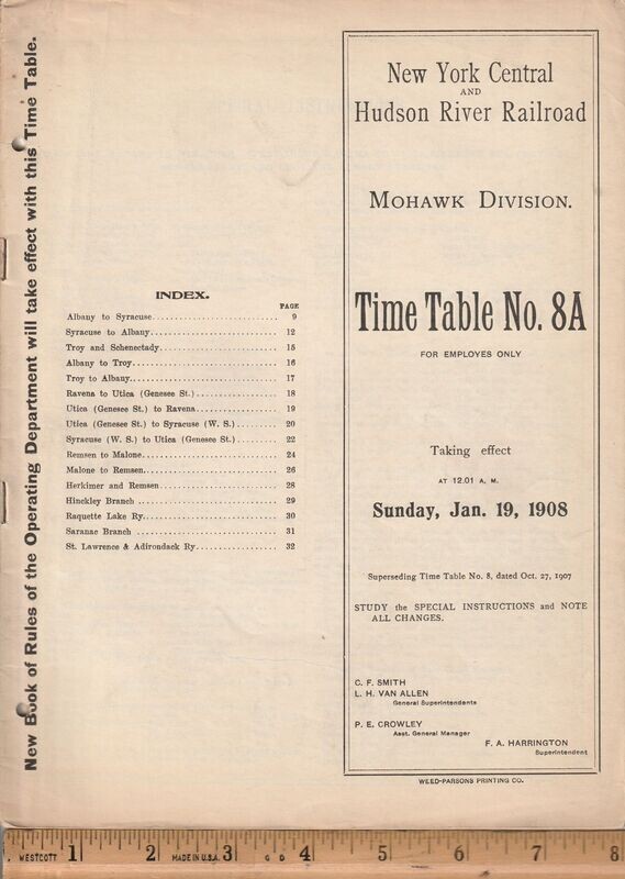 New York Central & Hudson River Mohawk Division 1908