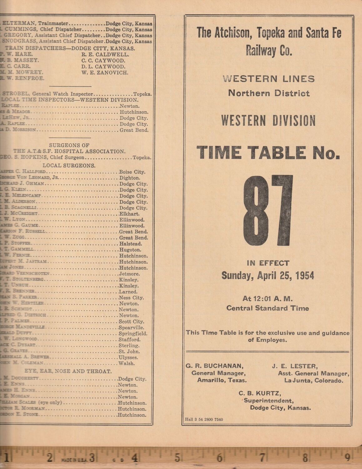 Santa Fe Western Division 1954