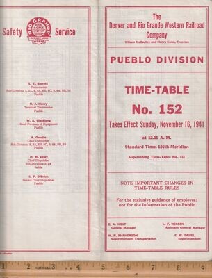 Denver and Rio Grande Western Pueblo Division 1941