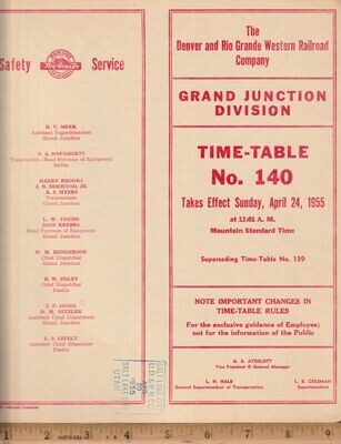 Denver and Rio Grande Western Grand Junction Division 1955