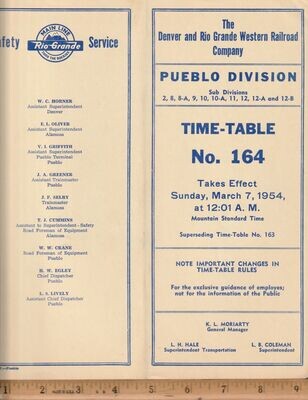 Denver and Rio Grande Western Pueblo Division 1954
