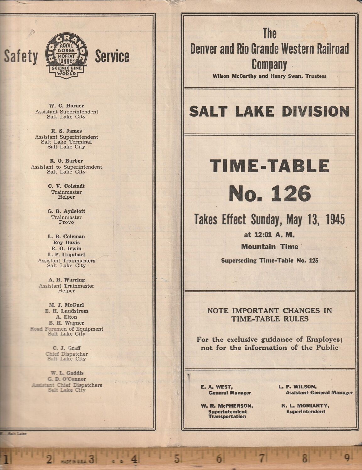 Denver and Rio Grande Western  Salt Lake Division 1945