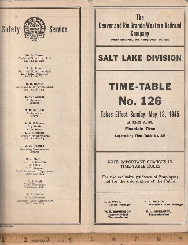 Denver and Rio Grande Western  Salt Lake Division 1945
