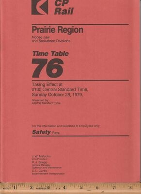 CP Rail Moose Jaw and Saskatoon Divisions 1979