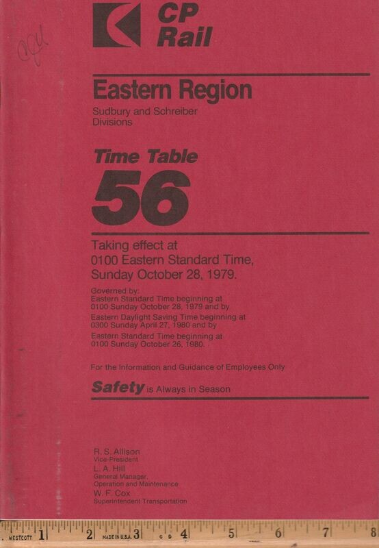 CP Rail Sudbury and Schreiber Divisions 1979