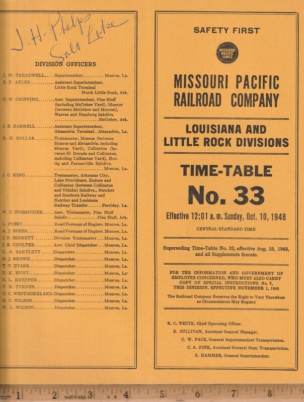 Missouri Pacific Louisiana and Little Rock Divisions 1948