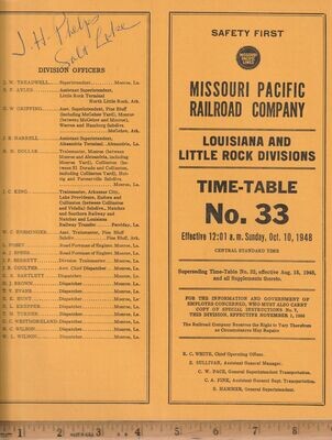 Missouri Pacific Louisiana and Little Rock Divisions 1948