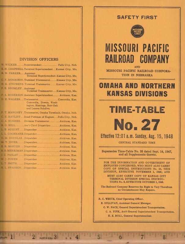 Missouri Pacific Omaha and Northern Kansas Divisions 1948