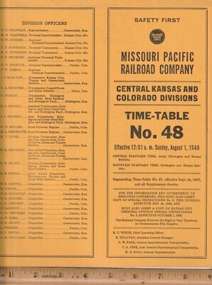 Missouri Pacific Central Kansas and Colorado Divisions 1948