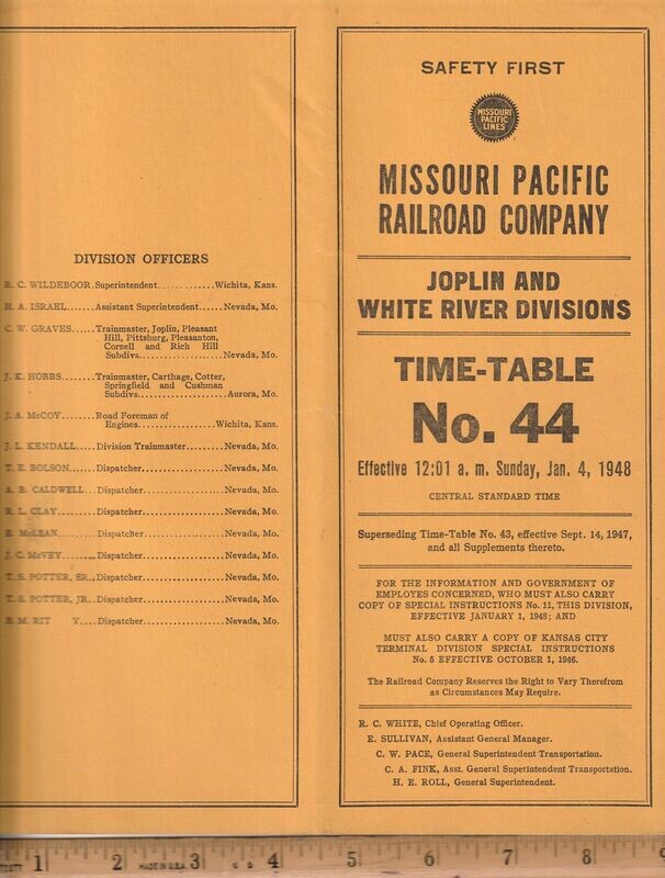 Missouri Pacific Joplin and White River Divisions 1948