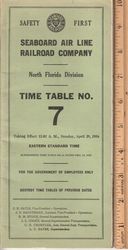 Seaboard Air Line North Florida Division 1956