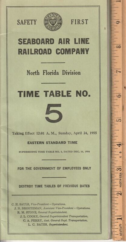 Seaboard Air Line North Florida Division 1955