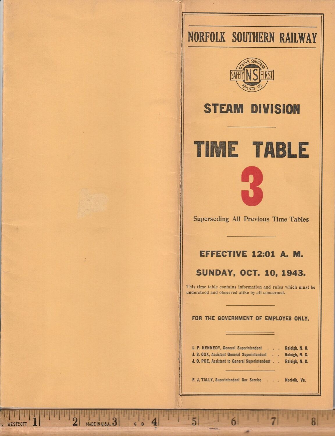 Norfolk Southern Railway Steam Division 1943