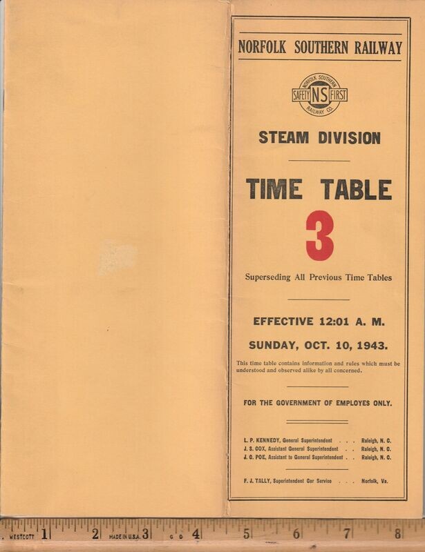 Norfolk Southern Railway Steam Division 1943