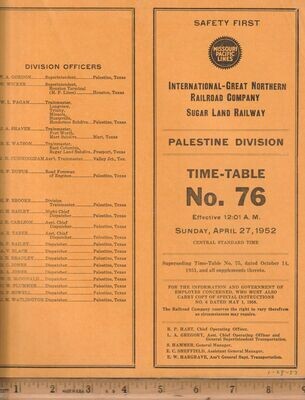 International-Great Northern Palestine Division 1952