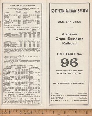 Southern Alabama Great Southern Railroad 1948