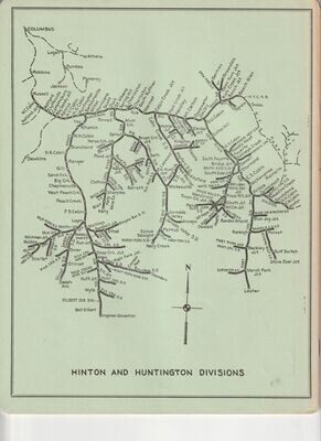 Chesapeake & Ohio Hinton and Huntington Divisions Map 1958