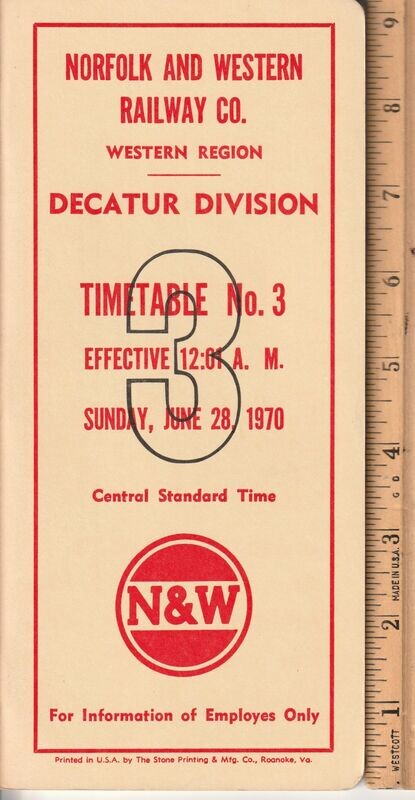Norfolk & Western Decatur Division 1970
