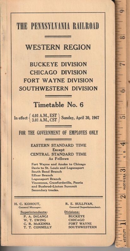 Pennsylvania RR Western Region 1967
