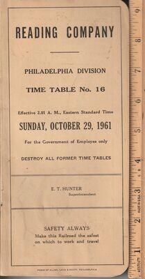 Reading Philadelphia Division 1961