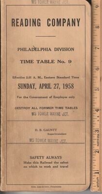 Reading Philadelphia Division 1958