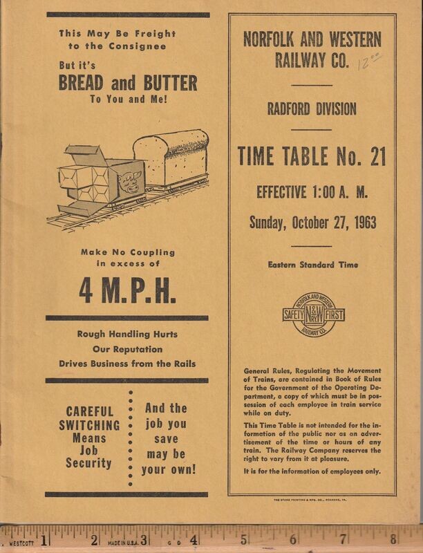 Norfolk & Western Radford Division 1963