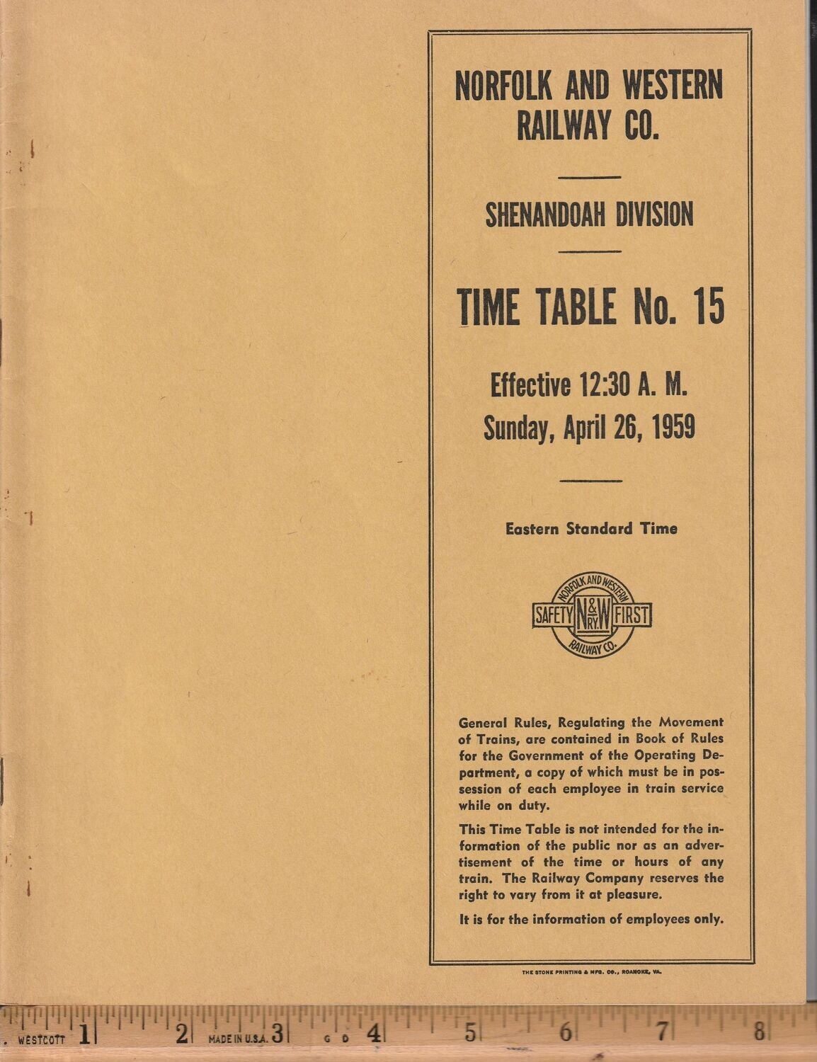 Norfolk & Western Shenandoah Division 1959