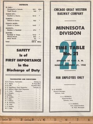 Chicago Great Western Minnesota Division 1958