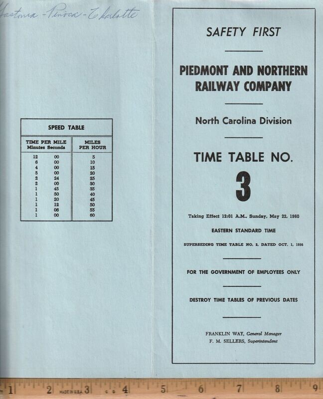 Piedmont and Northern North Carolina Division 1960