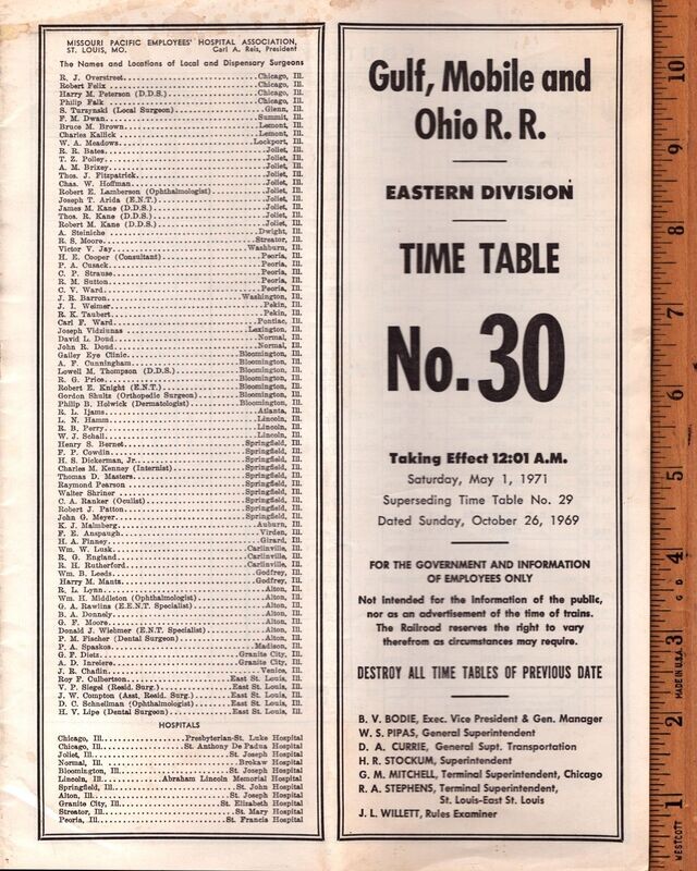 Gulf, Mobile & Ohio Eastern Division 1971