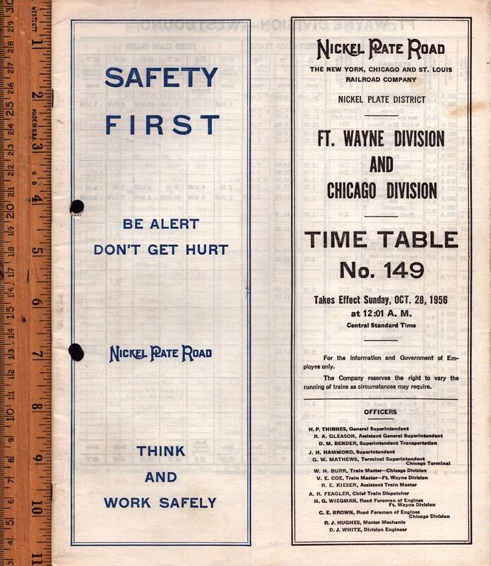 Nickel Plate Road Ft. Wayne and Chicago Divisions 1956