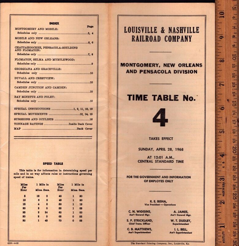 Louisville & Nashville Montgomery, New Orleans and Pensacola Division 1968