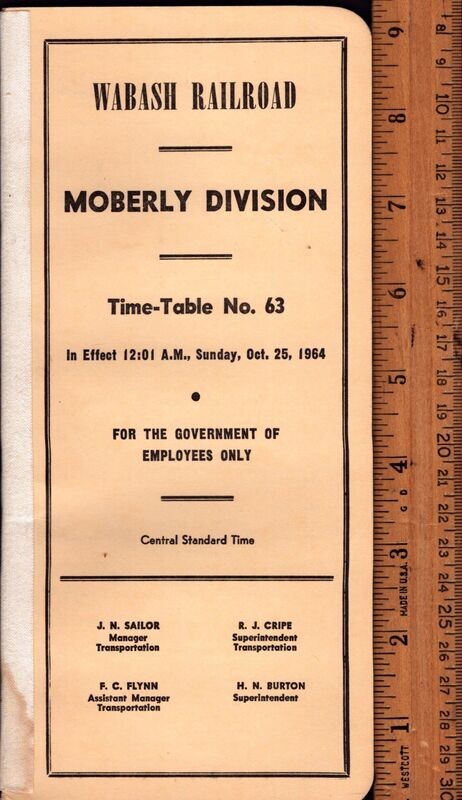 Wabash Moberly Division 1964