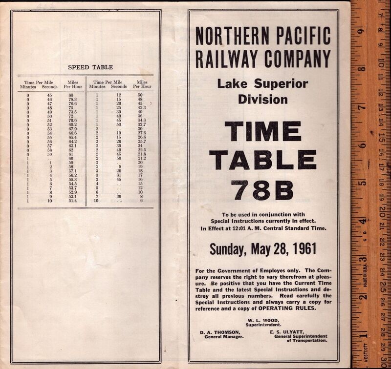 Northern Pacific Lake Superior Division 1961