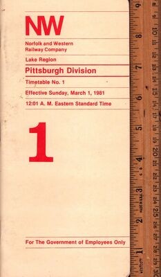 Norfolk & Western Pittsburgh Division 1981