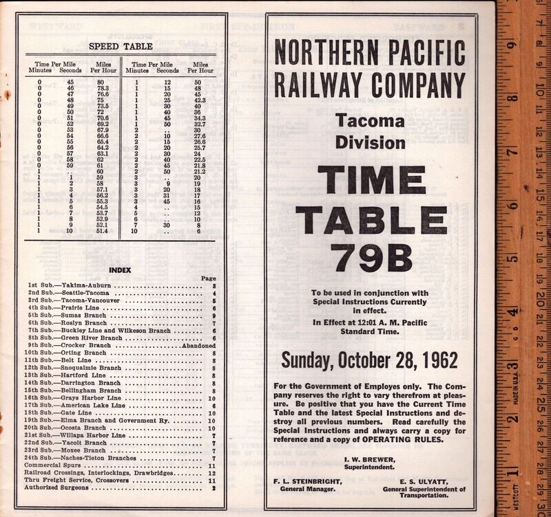 Northern Pacific Tacoma Division 1962