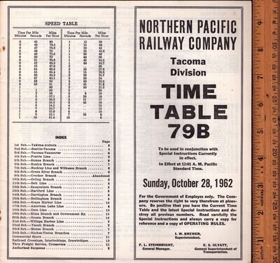 Northern Pacific Tacoma Division 1962