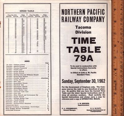 Northern Pacific Tacoma Division 1962
