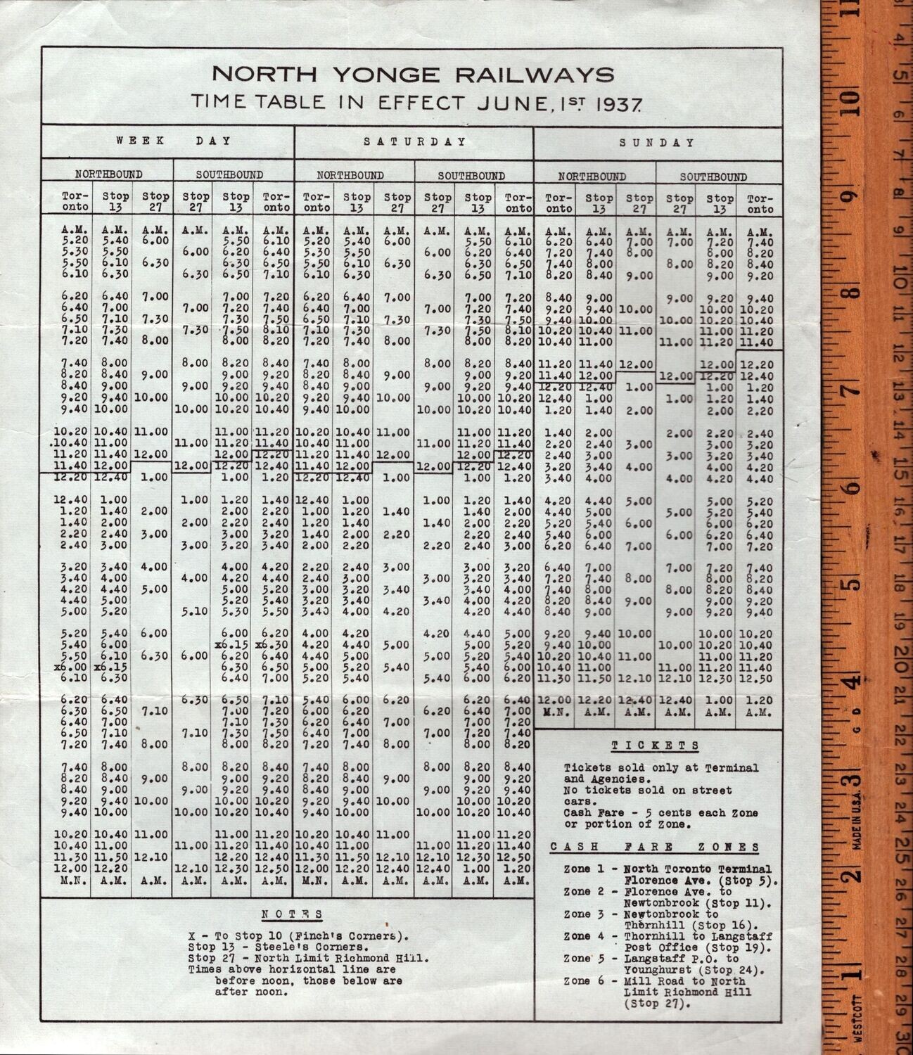 North Yonge Railways 1937