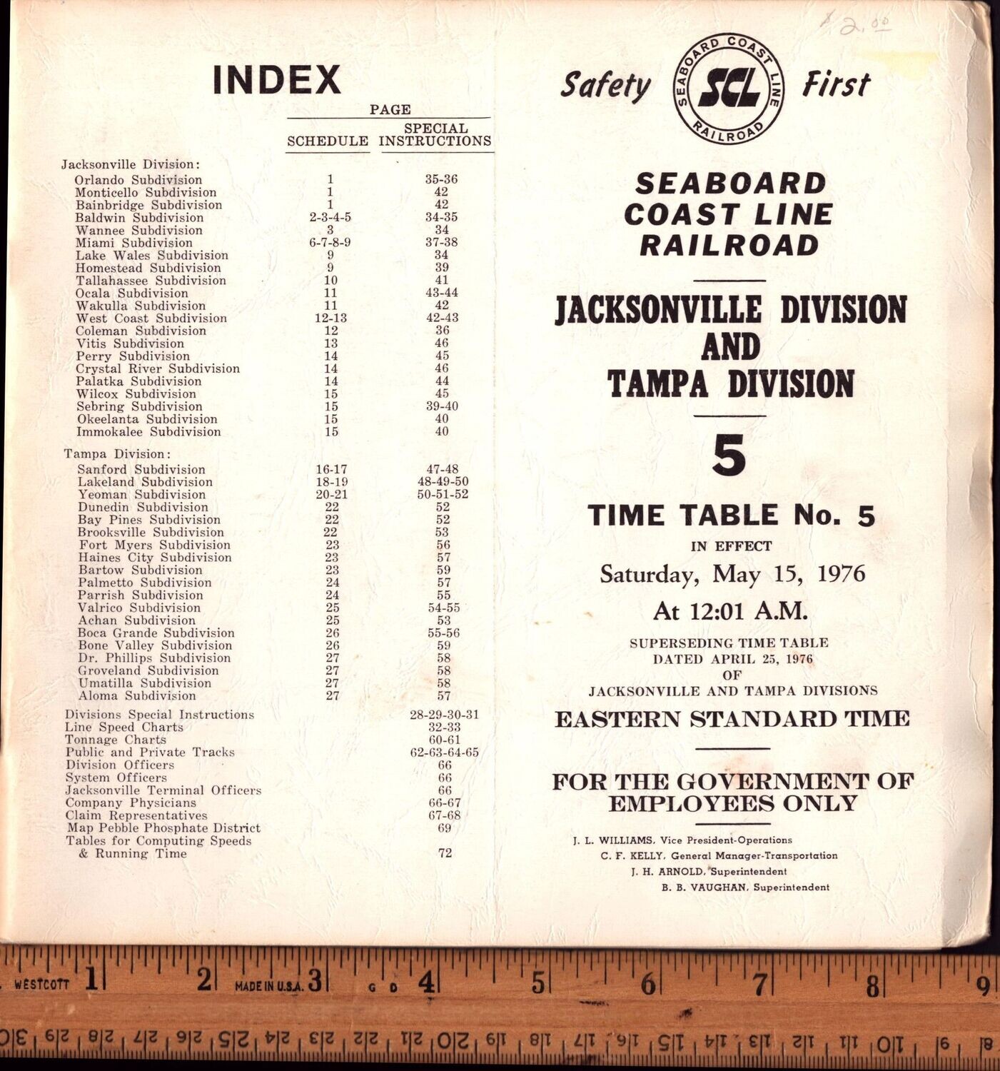 Seaboard Coast Line Jacksonville and Tampa Divisions 1976