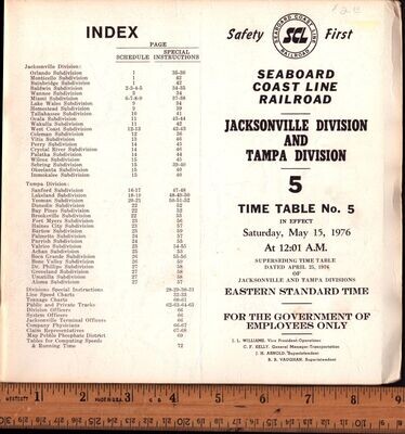 Seaboard Coast Line Jacksonville and Tampa Divisions 1976