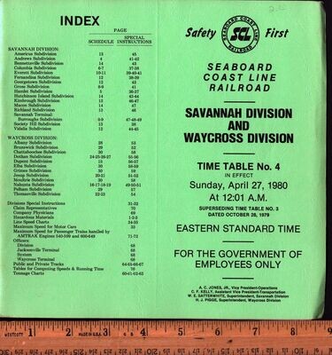 Seaboard Coast Line Savannah and Waycross Divisions 1980